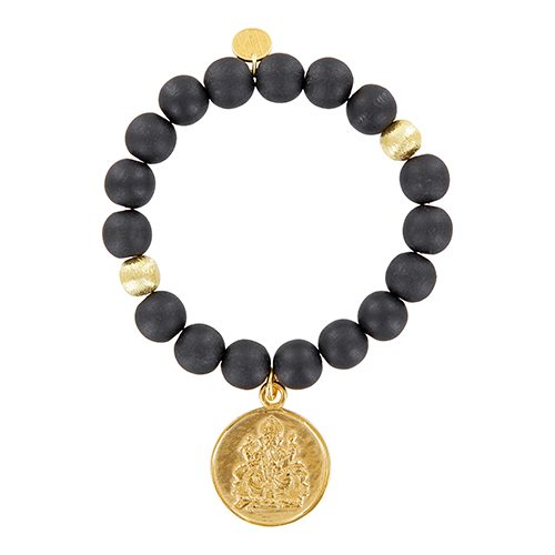 Münzarmband Vintage Wood schwarz goldplattiert GANESHA