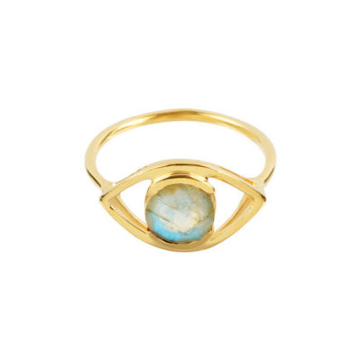 Ring Auge Labradorit Silber goldplattiert
