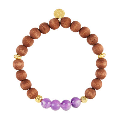 Elastik-Holz-Armband Amethyst