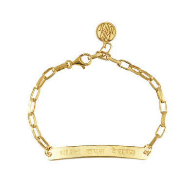 Glieder-Armband mit Schriftzug in Sanskrit 925er Silber goldplattiert
