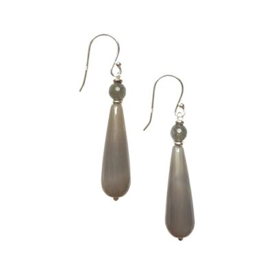 Ohrringe DROPS grauer Achat & Labradorit